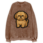 Shih Tzu - Minimalist fluffy design with - Vintage Sweatshirt