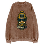 Nashville Commodore wearing Vanderbilt beanie with anchor patch - Vintage Sweatshirt