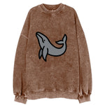 Humpback Whale - Gray breaching pose flat side profile - Vintage Sweatshirt
