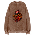 Houston Armadillo wearing Rockets red and silver beanie with rocket ship and - Vintage Sweatshirt