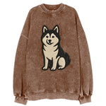 Pomsky - Pomeranian-Husky mix sitting po Vintage Sweatshirt