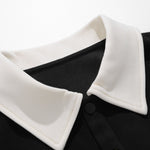 Relax Fit Color Block Patchwork Polo Sweatshirt