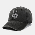 Skull Embroidery Pattern Vintage Distressed Washable Baseball Cap