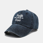 Faith Over Fear Pattern Distressed Washed Baseball Cap