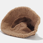 Retro Corduroy And Lambswool Patchwork Double-sided Plush Bucket Hat