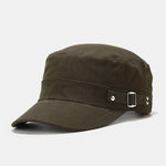 Solid Side Buckle Flat Top Baseball Cap