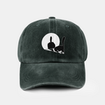 Middle Paw Cat Print Washed Baseball Cap
