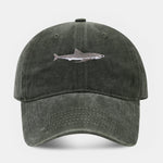 Shark Embroidered Washed Baseball Cap