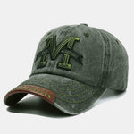 Vintage Letter M Embroidered Washed Distressed Baseball Cap