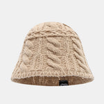 Solid Color Wool Coarse Texture Warm Knitted Bucket Hat