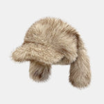 Retro Style Warm Baseball Cap With Fluffy Rabbit Ears Design