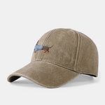 Dachshund Wearing Striped Sweater Print Washed Baseball Cap