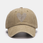 Leopard Heart Print Washed Baseball Cap