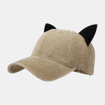 Velvet Cat Ear Design Washed Baseball Cap