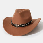 Bull Adorned Bohemian Felt Cowboy Hat