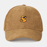 Duck Embroidered Corduroy Baseball Cap