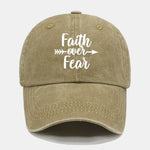 Faith Over Fear Pattern Distressed Washed Baseball Cap