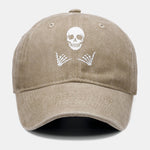 Skull Print Washed Distressed Baseball Cap