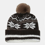 Snowflake Pattern Pom-pom Warm Knitted Hat