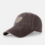 Leopard Heart Print Washed Baseball Cap