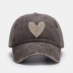 Leopard Heart Print Washed Baseball Cap