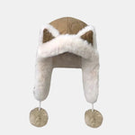Winter Lightweight Warm Plush Beanie Hat With Fox Ears Flaps