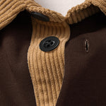 Relax Fit Head Deer Print Contrast Corduroy Polo Collar Sweatshirt