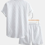 Twist Geometry Jacquard Button Up Shirt & Drawstring Shorts