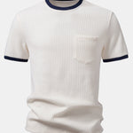 Contrast Waffle T-Shirt With Pocket & Drawstring Knit Waffle Shorts