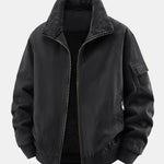 Teddy Lined Zip Up Chino Bomber Jacket