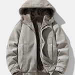 Relax Fit Suede Teddy Zipper Reversible Hooded Coat