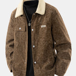 Teddy Lined Tie Dye Corduroy Pocket Button Up Jacket