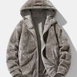 Relax Fit Suede Teddy Zipper Reversible Hooded Coat