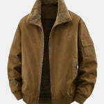 Teddy Lined Zip Up Chino Bomber Jacket