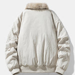 Oversize Faux Fur Collar Bomber Jacket