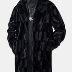 Faux Fur Textured Notch Lapel Overcoat