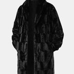 Faux Fur Shawl Collar Long Line Coat