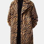 Faux Fur Animal Print Overcoat