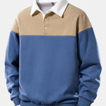 Contrast Polo Collar Sweatshirt