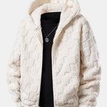 Checkerboard Teddy Zip Up Hoodie