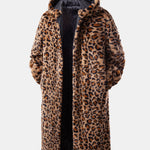 Faux Fur Leopard Hooded Overcoat