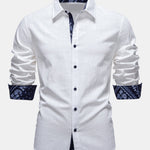 Contrast Paisley Print Linen Look Shirt