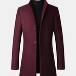 Stand Collar Wool Blend Overcoat
