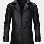 Long Line PU Leather Trench Coat