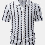 Plaid Jacquard Button Up Shirt & Crinkle Textured Straight Leg Pants