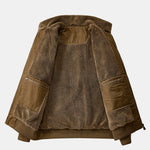 Teddy Lined Zip Up Chino Bomber Jacket