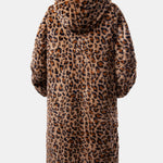Faux Fur Leopard Hooded Overcoat