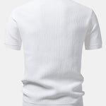 Stripe Johnny Collar Knit Polo & Straight Leg Ribbed Pants