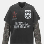 2 In 1 Slogan Print Distressed T-Shirt