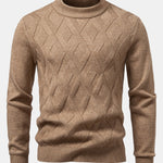 Heavyweight Geometric Jacquard Mock Neck Sweater